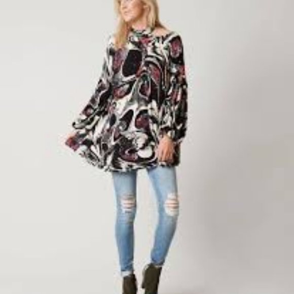 Free People XS Open Shoulder Blouse Tunic Dress - Picture 1 of 10